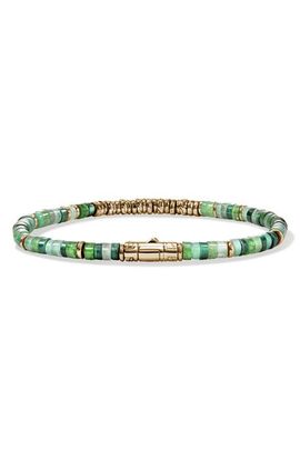 John Hardy John Hardy Heishi Bracelet, Hardstones, Emerald, 14K Gold 