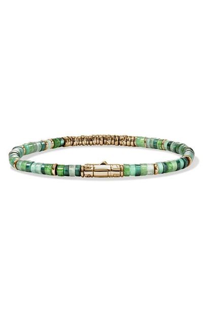 John Hardy John Hardy Heishi Bracelet, Hardstones, Emerald, 14K Gold 