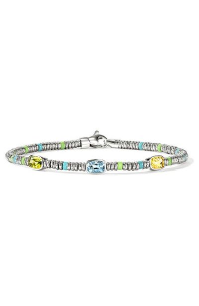John Hardy John Hardy Heishi Bracelet, Sterling Silver, Peridot, Topaz, Quartz, 2.5mm 