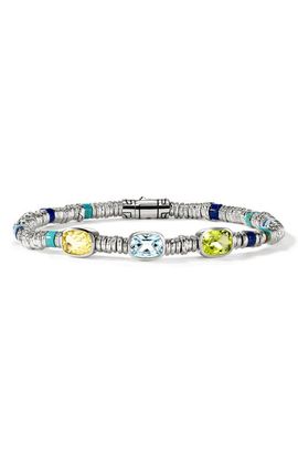 John Hardy John Hardy Heishi Bracelet, Sterling Silver, Peridot, Topaz, Quartz, 4mm 
