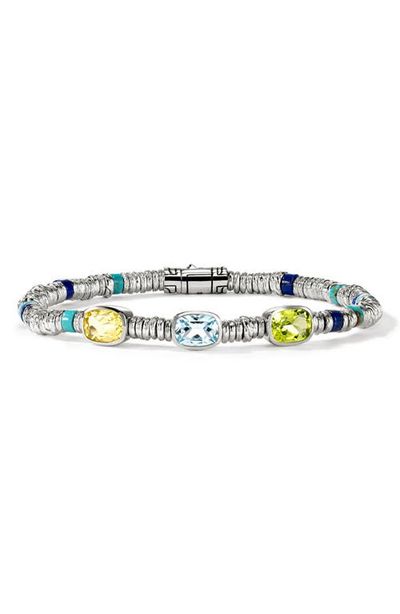 John Hardy John Hardy Heishi Bracelet, Sterling Silver, Peridot, Topaz, Quartz, 4mm 