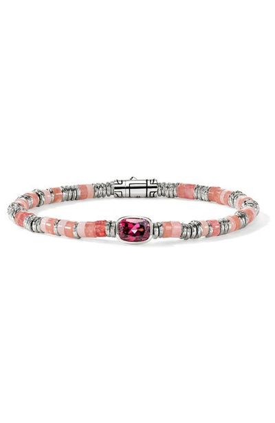 John Hardy John Hardy Heishi Bracelet, Sterling Silver, Rhodolite, 4mm