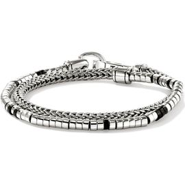 John Hardy John Hardy Heishi Double Wrap Bracelet, Sterling Silver, Gemstones 