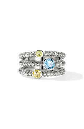 John Hardy John Hardy Heishi Ring, Sterling Silver, Treated Swiss Blue Topaz, Lemon Quartz, Peridot 