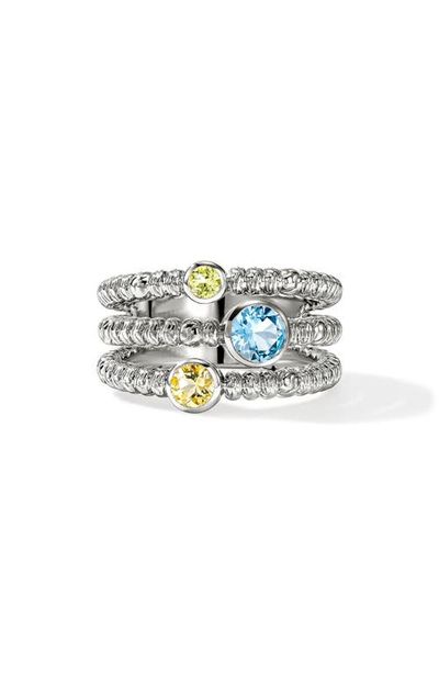 John Hardy John Hardy Heishi Ring, Sterling Silver, Treated Swiss Blue Topaz, Lemon Quartz, Peridot 