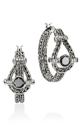 John Hardy John Hardy Icon Hoop Earring, Sterling Silver, Black Sapphire (Nordstrom Exclusive) 