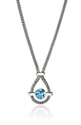 John Hardy John Hardy Icon Necklace, Sterling Silver, Swiss Blue Topaz, 2.5mm 