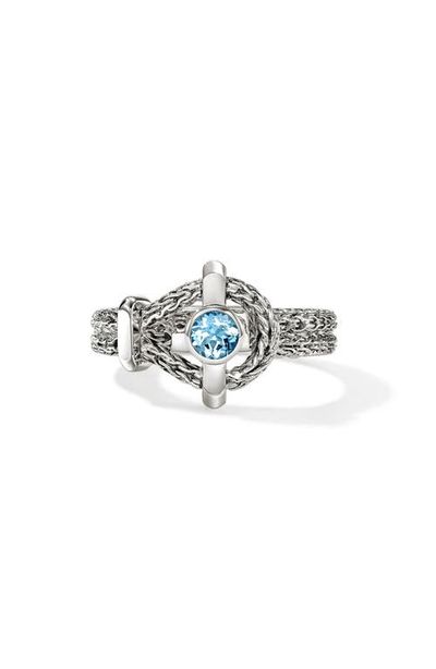 John Hardy John Hardy Icon Ring, Sterling Silver, Swiss Blue Topaz 