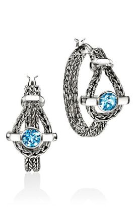 John Hardy John Hardy Icon Sterling Silver Swiss Blue Topaz Hoop Earrings 
