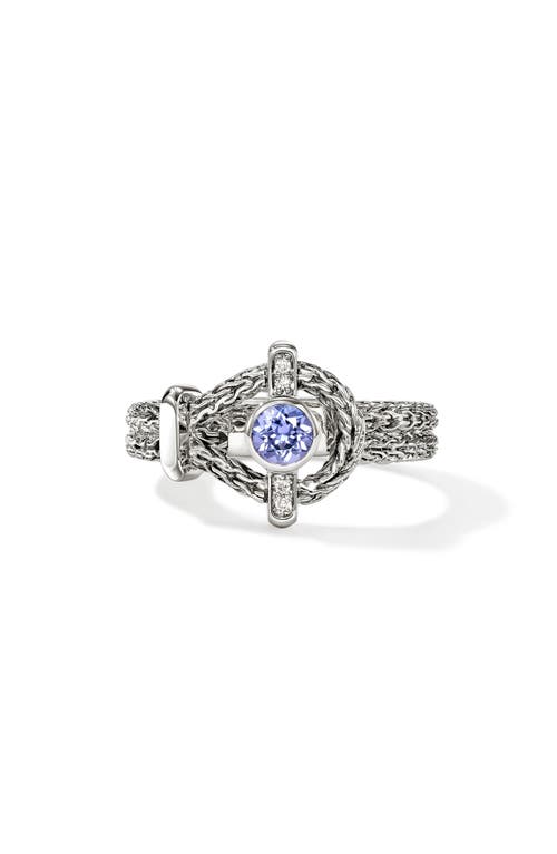 John Hardy John Hardy Icon Sterling Silver Tanzanite & Diamond Ring 