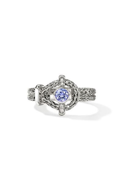 John Hardy John Hardy Icon Sterling Silver Tanzanite & Diamond Ring 