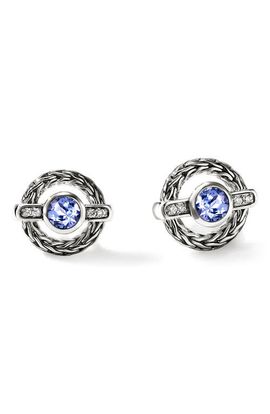John Hardy John Hardy Icon Sterling Silver Tanzanite & Diamond Stud Earrings 