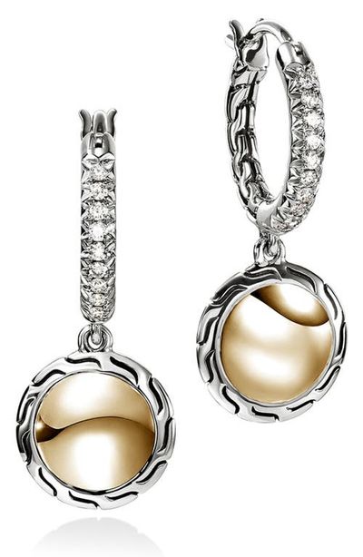 John Hardy John Hardy JH Essential Drop Earrings, Diamonds, 13mm