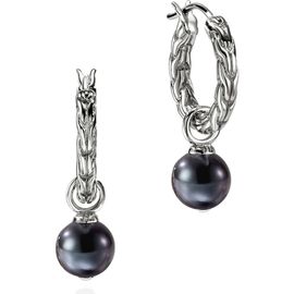 John Hardy John Hardy JH Essential Grey Pearl Hoop Earrings, 16mm