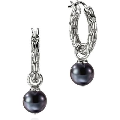 John Hardy John Hardy JH Essential Grey Pearl Hoop Earrings, 16mm