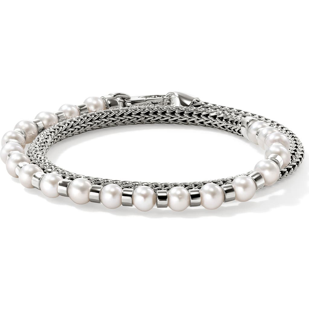 John Hardy John Hardy JH Essential Pearl Wrap Bracelet, Sterling Silver