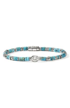 John Hardy John Hardy JH Lovestruck Sterling Silver Turquoise & Lab Grown Diamond Heishi Bracelet 