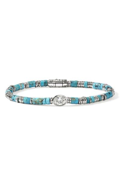 John Hardy John Hardy JH Lovestruck Sterling Silver Turquoise & Lab Grown Diamond Heishi Bracelet 