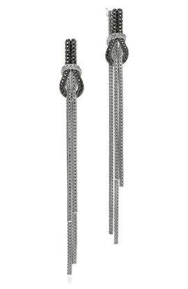 John Hardy John Hardy Love Knot Drop Earrings, Black Sapphire