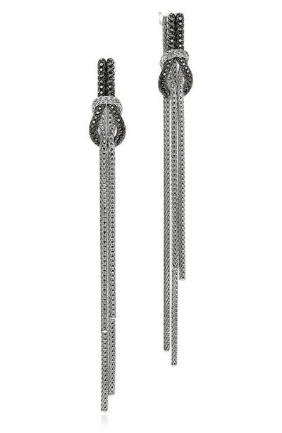 John Hardy John Hardy Love Knot Drop Earrings, Black Sapphire