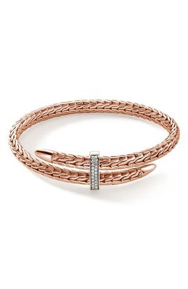 John Hardy John Hardy Spear Flex Cuff, 14K Gold, Diamonds 