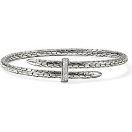 John Hardy John Hardy Spear Flex Cuff, Sterling Silver, Diamonds, 4mm 