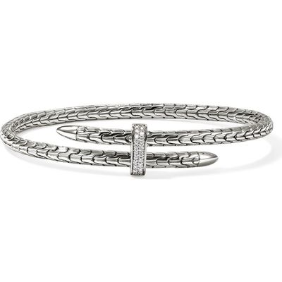 John Hardy John Hardy Spear Flex Cuff, Sterling Silver, Diamonds, 4mm 