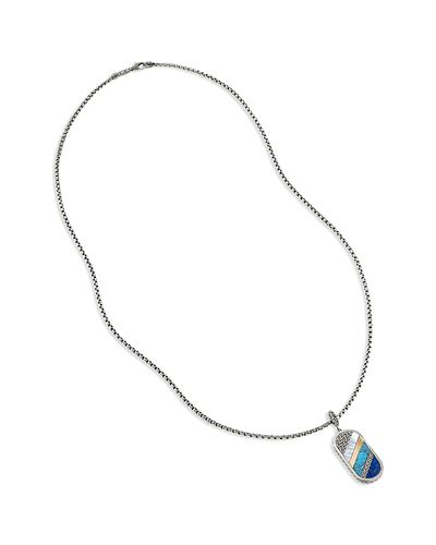 John Hardy John Hardy Sterling Silver Classic Chain Multi Stone Dog Tag Pendant Necklace, 22