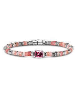 John Hardy John Hardy Sterling Silver Heishi Rhodolite & Multi Gemstone Bead Bracelet