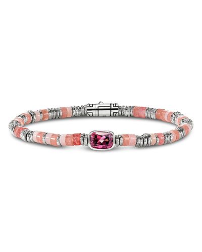John Hardy John Hardy Sterling Silver Heishi Rhodolite & Multi Gemstone Bead Bracelet