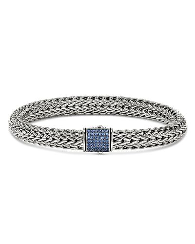 John Hardy John Hardy Sterling Silver Icon Blue Sapphire Pave Woven Link Bracelet