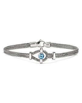 John Hardy John Hardy Sterling Silver Icon Swiss Blue Topaz Double Woven Link Bracelet