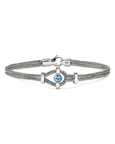 John Hardy John Hardy Sterling Silver Icon Swiss Blue Topaz Double Woven Link Bracelet