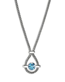 John Hardy John Hardy Sterling Silver Icon Swiss Blue Topaz Halo Pendant Necklace, 18-20