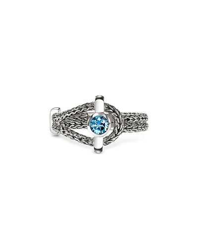 John Hardy John Hardy Sterling Silver Icon Swiss Blue Topaz Halo Ring