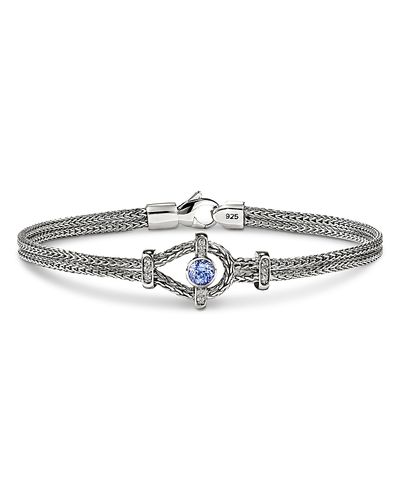 John Hardy John Hardy Sterling Silver Icon Tanzanite & Diamond Double Woven Link Bracelet