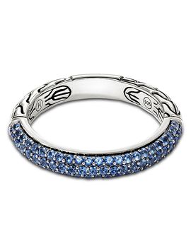 John Hardy John Hardy Sterling Silver Jh Essentials Blue Sapphire Pave Band