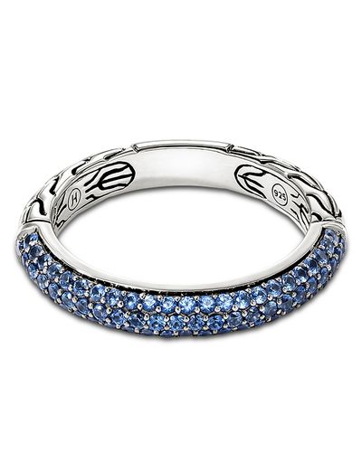 John Hardy John Hardy Sterling Silver Jh Essentials Blue Sapphire Pave Band
