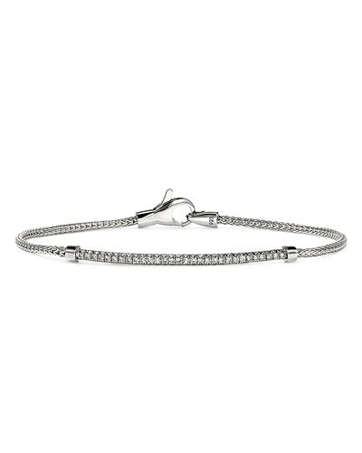 John Hardy John Hardy Sterling Silver Jh Essentials Diamond Pave Bar Chain Link Bracelet, 0.24 tcw