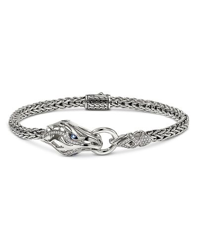 John Hardy John Hardy Sterling Silver Naga Blue Sapphire & Diamond Dragon Flex Bracelet