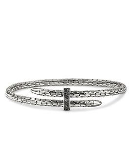 John Hardy John Hardy Sterling Silver Spear Black Sapphire Flex Cuff Bracelet