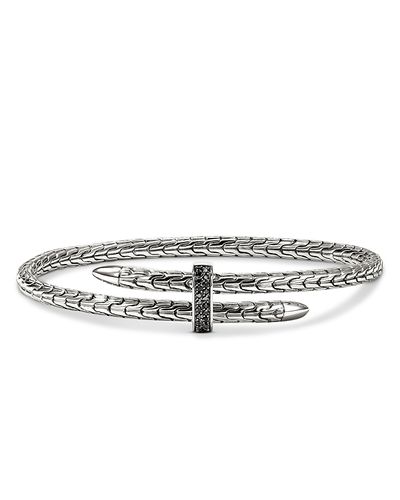 John Hardy John Hardy Sterling Silver Spear Black Sapphire Flex Cuff Bracelet