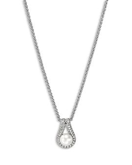 John Hardy John Hardy Sterling Silver Surf Cultured Freshwater Pearl & Diamond Pendant Necklace, 16-18