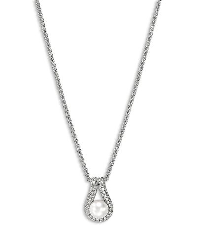 John Hardy John Hardy Sterling Silver Surf Cultured Freshwater Pearl & Diamond Pendant Necklace, 16-18