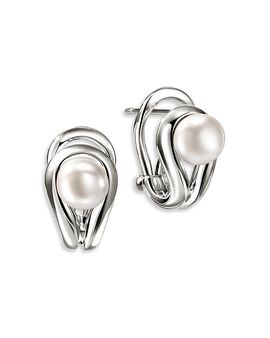 John Hardy John Hardy Sterling Silver Surf Cultured Freshwater Pearl Omega Earrings