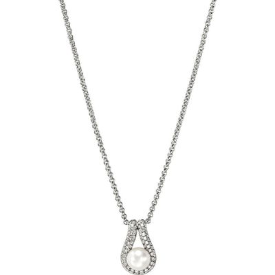 John Hardy John Hardy Surf Pendant Necklace, Sterling Silver, Freshwater Pearl, Diamonds 