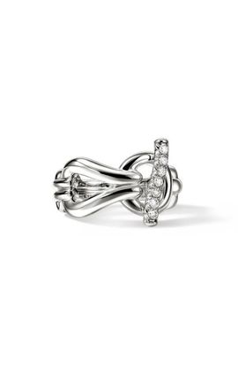 John Hardy John Hardy Surf Sterling Silver Diamond Band Ring 