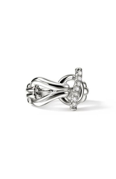 John Hardy John Hardy Surf Sterling Silver Diamond Band Ring 