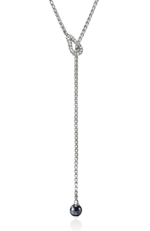John Hardy John Hardy Surf Y-Necklace, Diamonds, Grey Pearl, 1.7mm