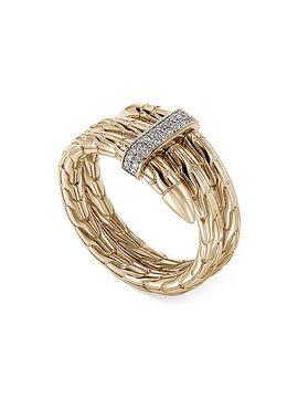 John Hardy Women's Chain Classic Spear Double Coil 14K Yellow Gold & 0.12 TCW Diamond Ring